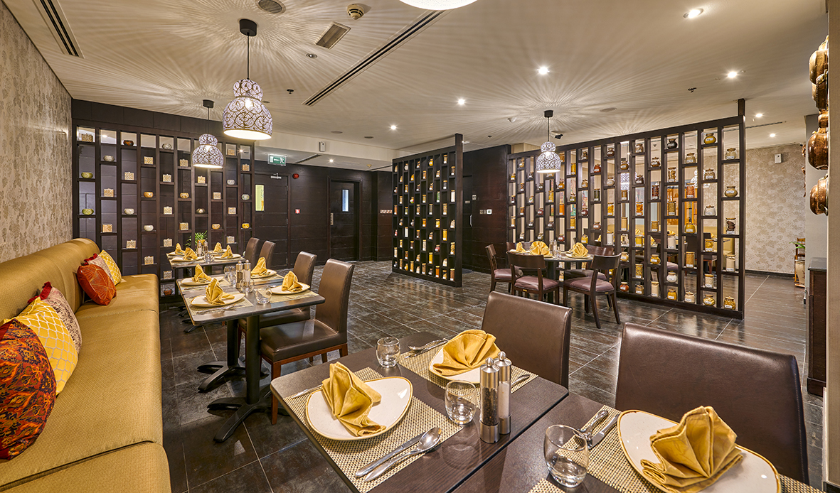 Fine dining area at Flavours of India Dubai 